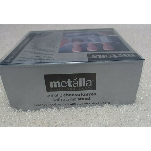 Metalla Cheese Knives Stainless Steel Blades with Acrylic Stand  Set of 3 - Picture 4 of 6